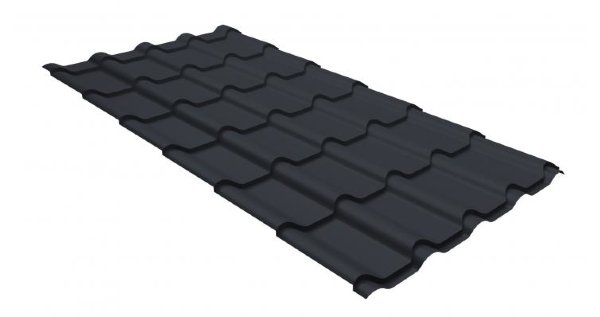 Металлочерепица камея GL 0,5 GreenCoat Pural RR 23 темно-серый (RAL 7024 мокрый асфальт) купить в Альметьевске