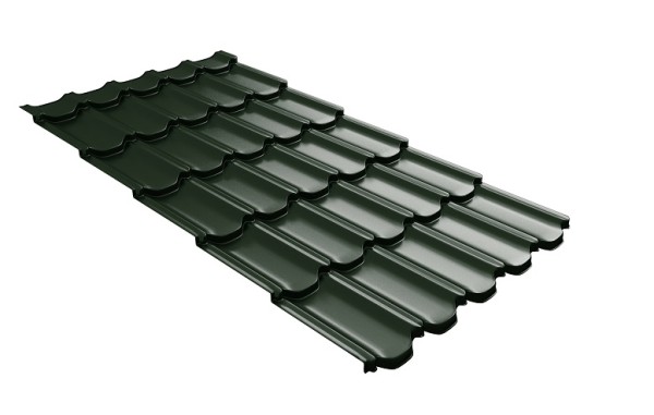 Металлочерепица квинта плюс с 3D резом 0,5 GreenСoat Pural Matt RR 11 темно-зеленый (RAL 6020 хромовая зелень) купить в Альметьевске