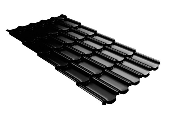 Металлочерепица квинта плюс с 3D резом 0,5 GreenСoat Pural Matt RR 33 черный (RAL 9005 черный) купить в Альметьевске