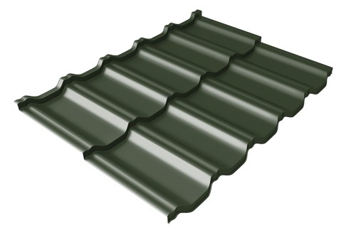 Металлочерепица модульная Квинта Uno Grand Line c 3D резом 0,5 GreenСoat Pural Matt RR 11 темно-зеленый (RAL 6020 хромовая зелень) купить в Альметьевске