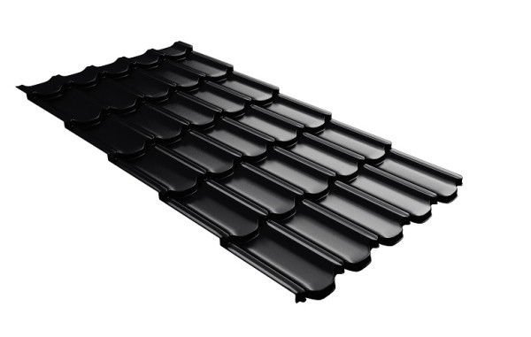 Металлочерепица квинта плюс с 3D резом 0,5 Satin RAL 9005 черный купить в Альметьевске
