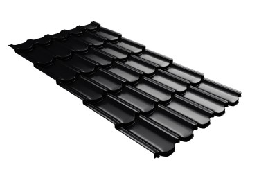 Металлочерепица квинта плюс с 3D резом 0,5 Satin Мatt RAL 9005 черный